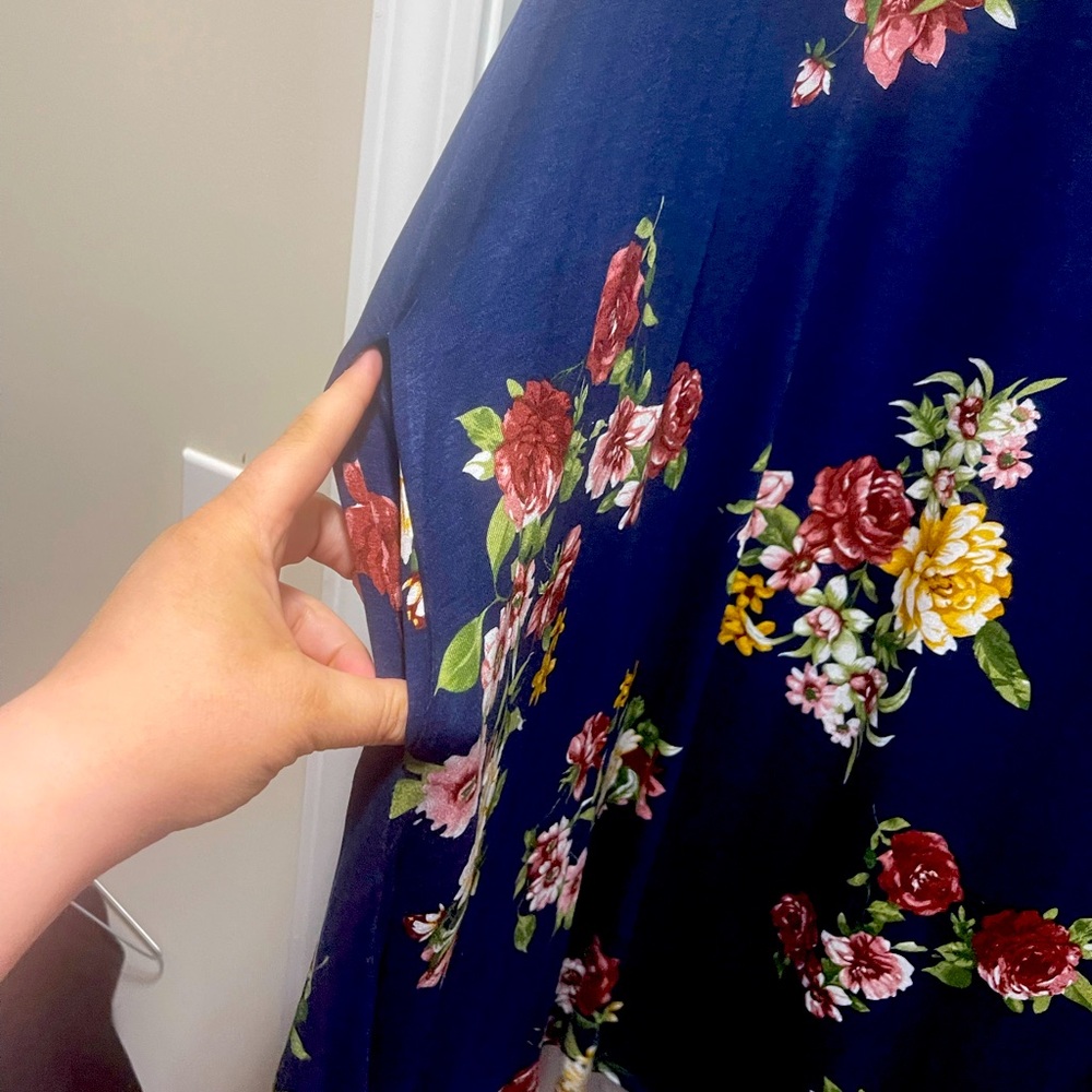 Navy, long sleeve, knee length dress, size 28 plus
